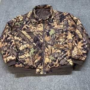 Remington Mossy Oak Forest Floor Reversible Hunting Bomber Jacket Mens L Camo
